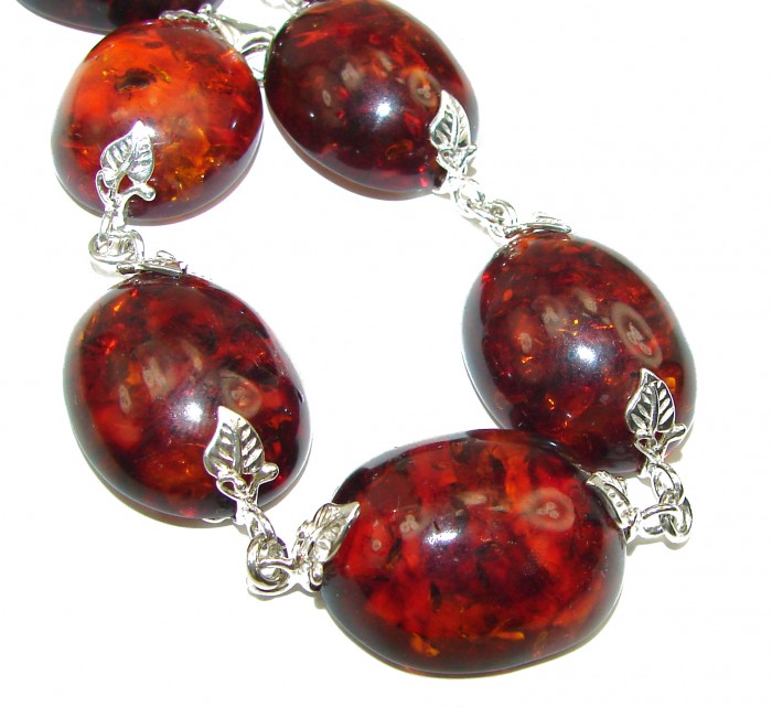 HUGE Beautiful Amber .925 Sterling Silver handcrafted Bracelet - photo 2