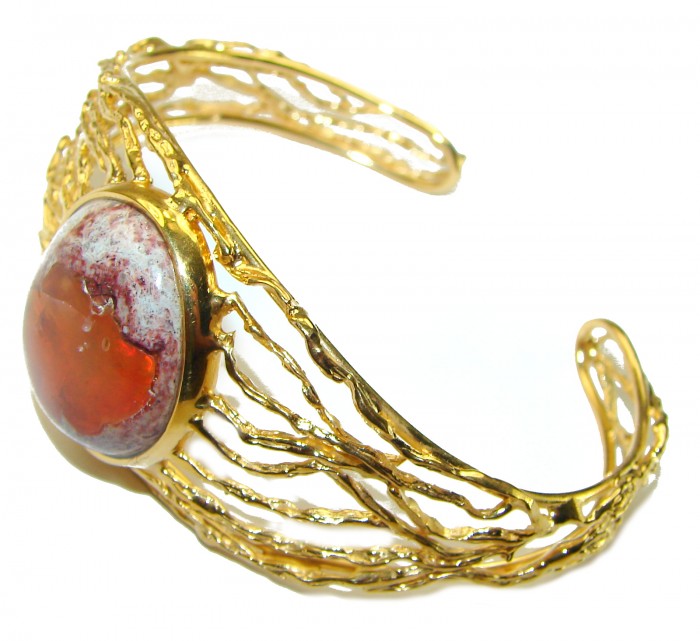 Dolce Vita Authentic Mexican Opal handmade 14K Gold over .925 Sterling Silver Bracelet / Cuff - photo 1