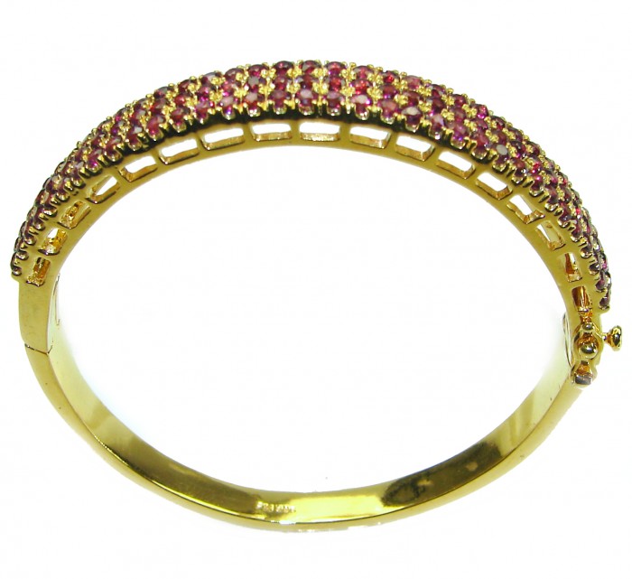 Miabella Ruby 14K Gold over .925 Sterling Silver handmade bangle Bracelet - photo 3