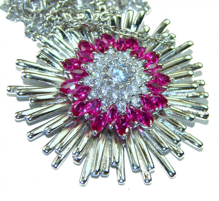 Supernova authentic 5.5 carat Pink Tourmaline White Sapphire .925 Sterling Silver handcrafted necklace - photo 1