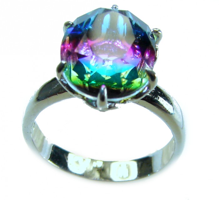 6.8 carat Brazilian Tourmaline .925 Sterling Silver Perfectly handcrafted Ring s. 6 - Close-up of 6.8 carat Brazilian Tourmaline on silver ring