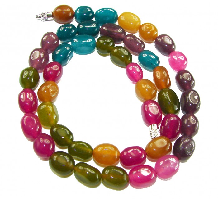 Infinity authentic 79.5 carat Brazilian Tourmaline .925 Sterling Silver handcrafted necklace - Colorful tourmaline necklace with clasp detail, 79.5 carats.