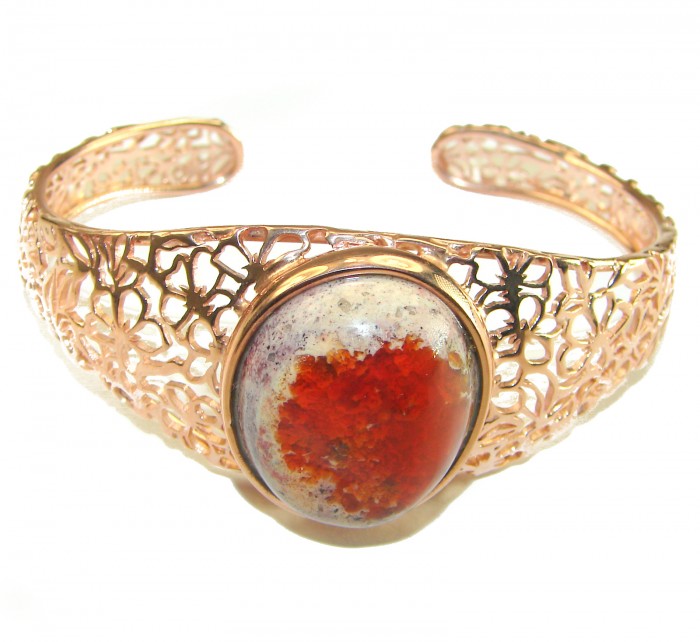 Authentic Mexican Opal handmade 14K Rose Gold over .925 Sterling Silver Bracelet / Cuff - photo 3