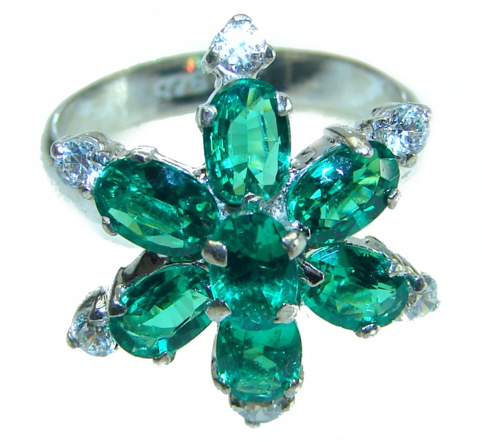 Green Flower Chrome Diopside .925 Sterling Silver handmade ring s. 8 - photo 2