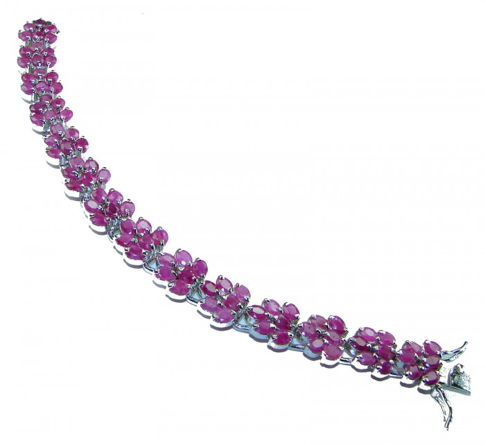 Emily 142.2 carat authentic Ruby .925 Sterling Silver handcrafted Statement Bracelet - photo 3