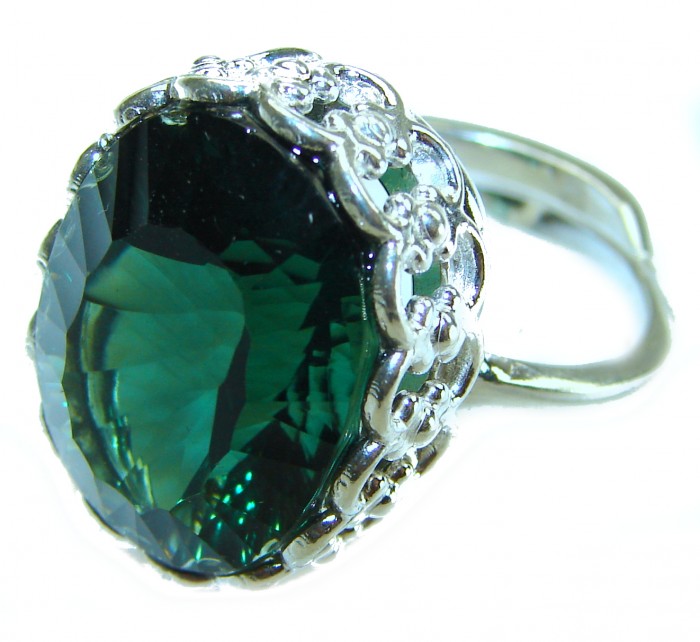 Timless Beauty 18.5 carat Helenite .925 Sterling Silver handmade Ring s. 8 adjustable - photo 1