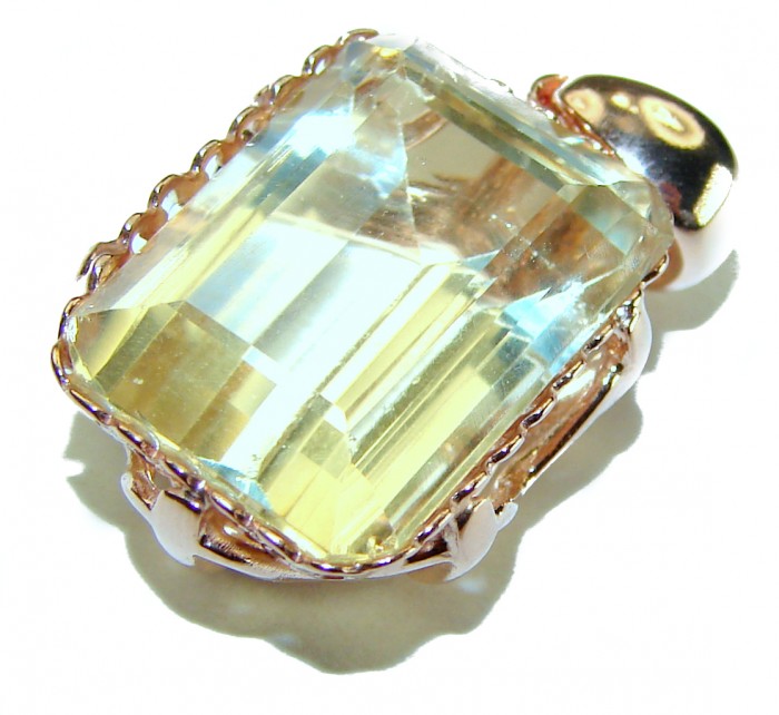 10.3 carat Lemon Quartz 14K Gold over .925 Sterling Silver handcrafted pendant - photo 2