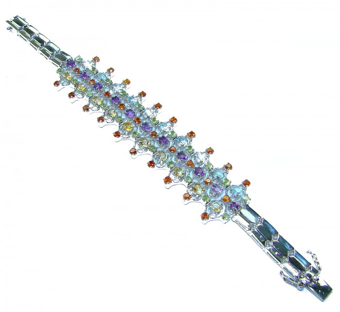 One of the kind genuine 45.2 carat Multigem 14K Gold over .925 Sterling Silver HANDCRFTED Bracelet - photo 3