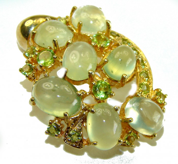 Wise Bliss Authentic 18.6 carat Prehnite 18k Gold over .925 Sterling Silver handmade Pendant - photo 2