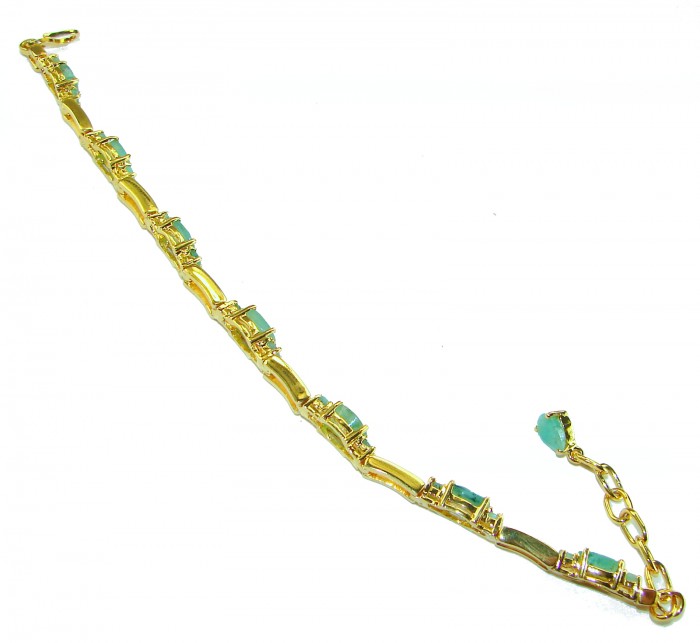 Timless Treasure 17.5 carat Colombian Emerald 14K Gold over .925 Sterling Silver handcrafted Bracelet - photo 3
