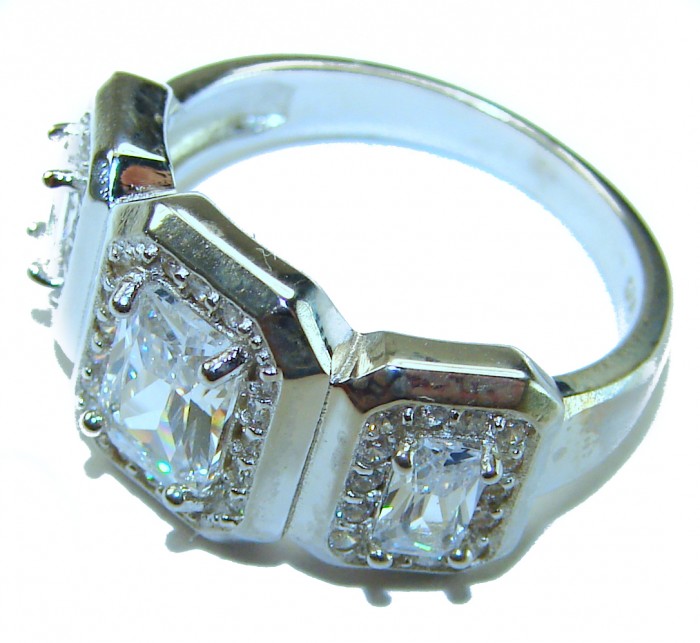 LUXURIUS 6.5 carat White Topaz .925 Sterling Silver ring size 6 1/4 - photo 2