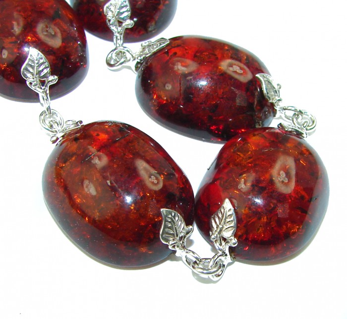 Cognac Color Beautiful Amber .925 Sterling Silver handcrafted Bracelet - photo 2