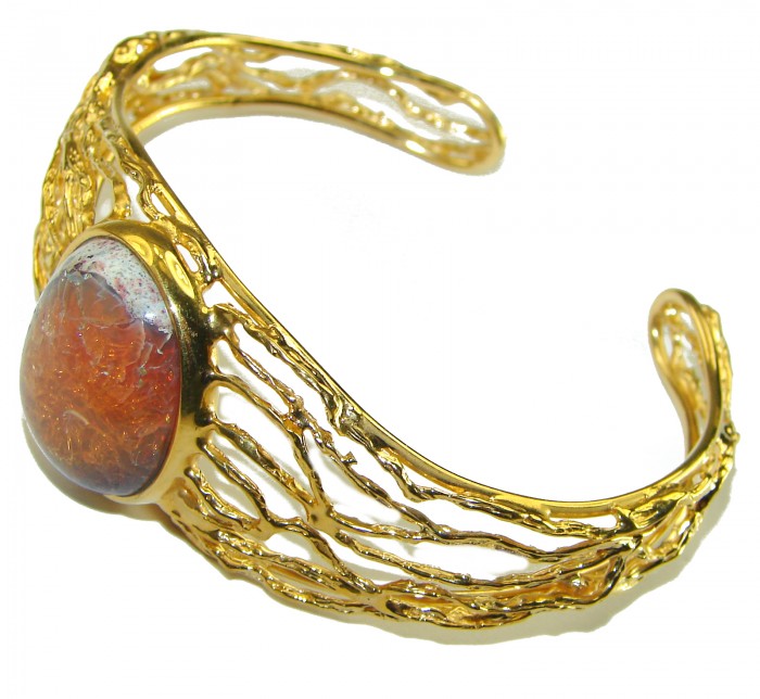 Authentic Mexican Opal handmade 14K Gold over .925 Sterling Silver Bracelet / Cuff - photo 1