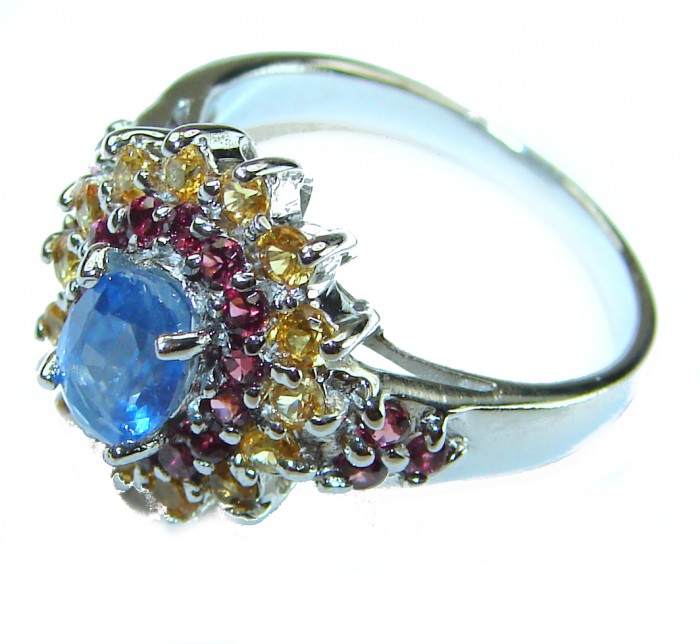 Authentic 3.5 carat Kyanite .925 Sterling Silver handcrafted Ring size 8 - photo 2