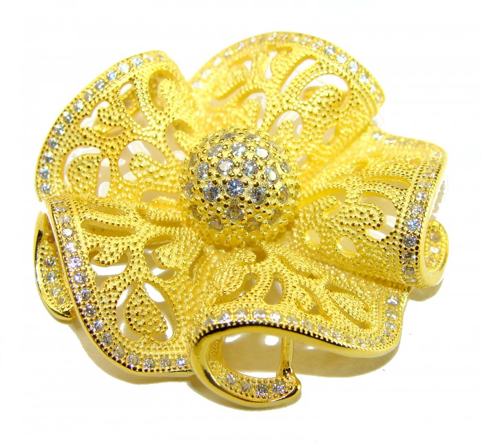 Pure Beauty - Vintage style- genuine 0.7 lab grown Diamond 18K Gold over .925 Sterling Silver handmade Pendant - photo 4