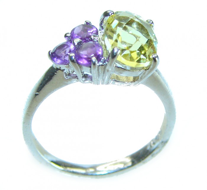 Unique Authentic 1.2 carat Citrine .925 Sterling Silver handmade Cocktail Ring s. 5 - photo 2
