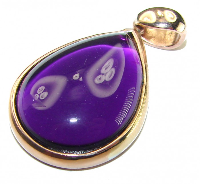 Vintage Design Amethyst 14K Rose Gold over .925 Sterling Silver handcrafted Pendant - photo 3