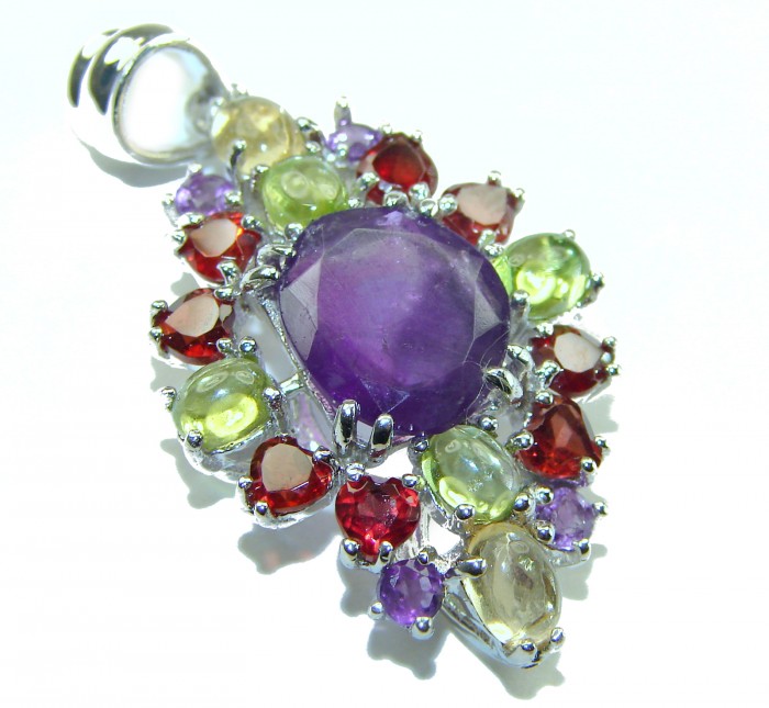 Vintage Design 11.6 carat Amethyst .925 Sterling Silver handcrafted Pendant - photo 2