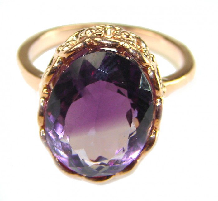Dramatic design 8.8 carat Amethyst 14K Gold over .925 Sterling Silver Handcrafted Ring size 9 1/4 - photo 2