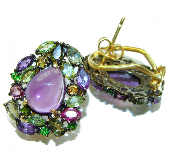 Abundance of Blessings 11.8 carat authentic Amethyst 14K Gold over .925 Sterling Silver handcrafted earrings - photo 2