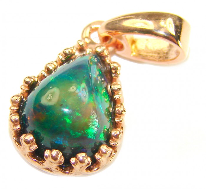 New GALAXY 5.8 CTW Authentic Black Opal 14K Gold over .925 Sterling Silver handmade Pendant - Close-up of opal pendant set in 14K gold over .925 silver.