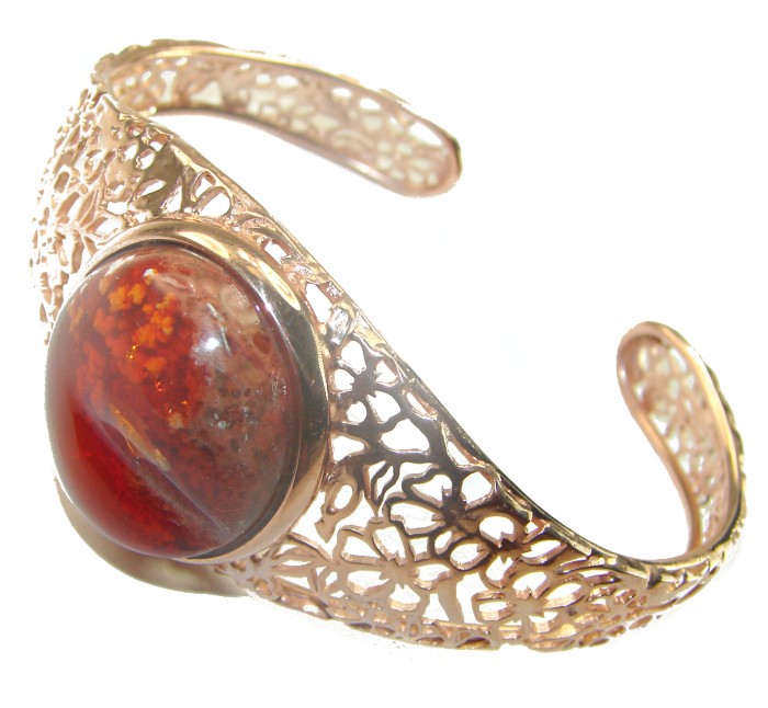 Arizona Sunset Mexican Opal handmade 14K Rose Gold over .925 Sterling Silver Bracelet / Cuff - photo 2