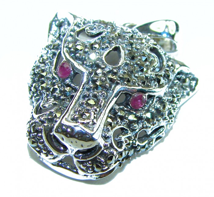 Gephard Natural Marcasite Ruby .925 Sterling Silver handmade pendant - photo 2