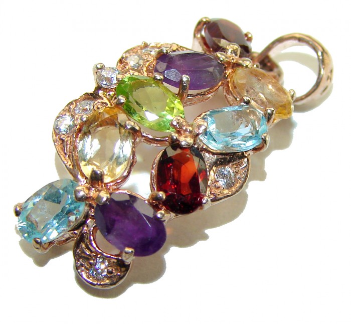 Vanessa - Authentic Multigem 14K Rose Gold over .925 Sterling Silver handcrafted Pendant - photo 2