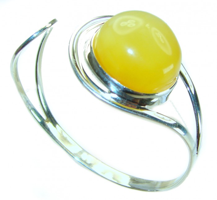 Vintage Design 26.5 grams Genuine Butterscotch Polish Amber .925 Sterling Silver handmade Bracelet / Cuff - photo 3