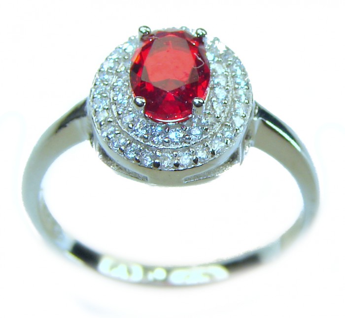 Gabriella oval cut 1.8 carat Ruby .925 Sterling Silver handcrafted Cocktail Ring s. 7 1/2 - photo 5