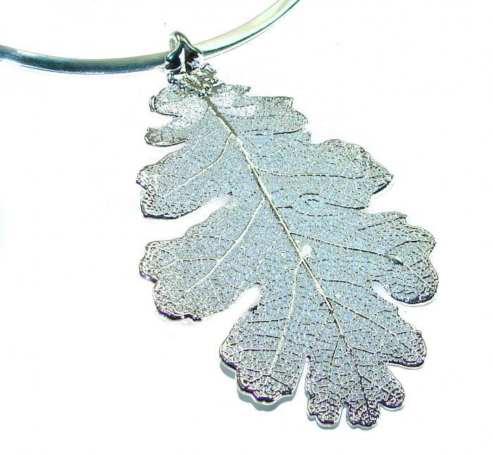 Real Leaf dipped in real .925 Sterling Silver handmade handcrafted Necklace - photo 2