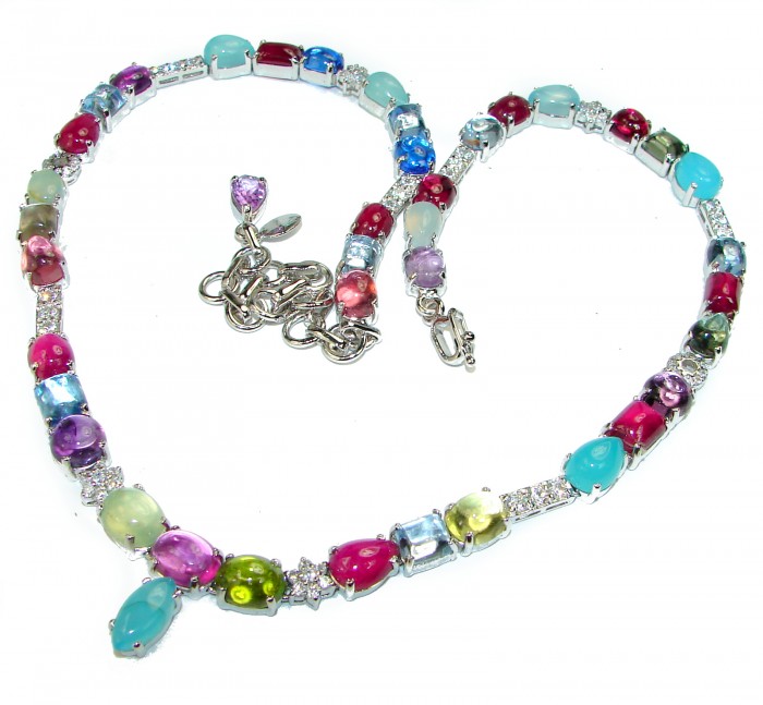 Candy Store Mesmerizing Multi gems .925 Sterling Silver handcrafted necklace - photo 1