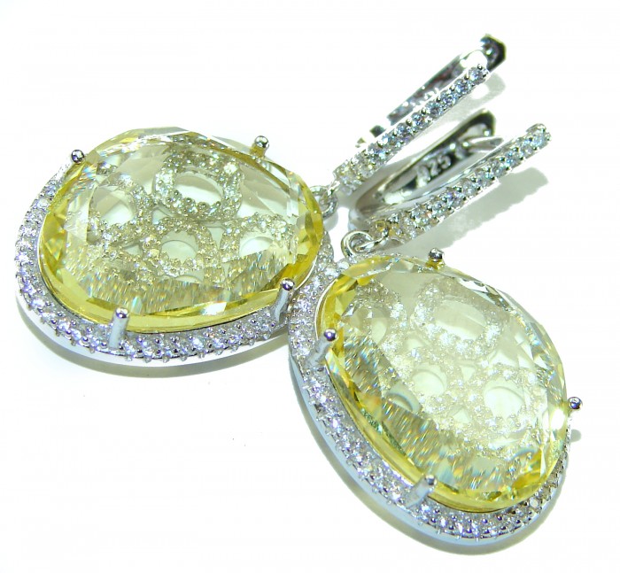 Splendid 14.5 carat Citrine .925 Sterling Silver Handcrafted Earrings - photo 3