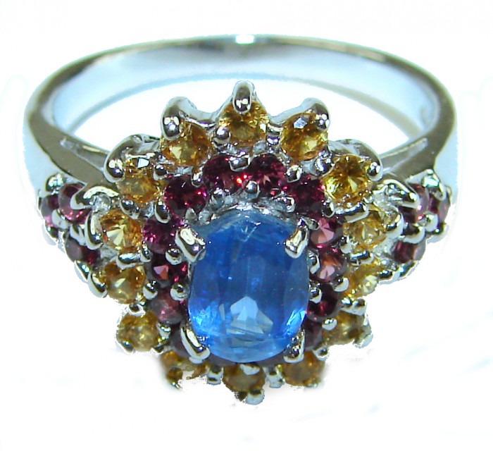 Authentic 3.5 carat Kyanite .925 Sterling Silver handcrafted Ring size 8 - photo 4
