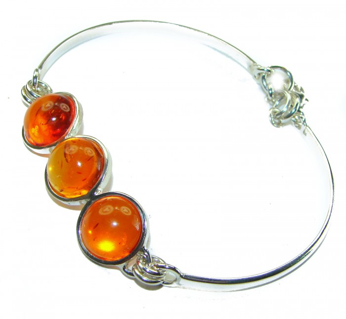 Excellent Baltic Amber .925 Sterling Silver entirely handcrafted Bracelet - photo 2