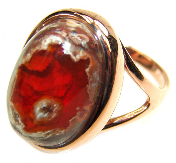 Sonoran Desert Mexican Opal 18K Rose Gold over .925 Sterling Silver handcrafted Ring size 6 3/4 - photo 2