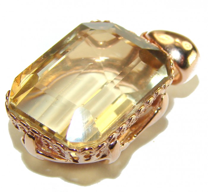 11.3 carat Lemon Quartz 14K Gold over .925 Sterling Silver handcrafted pendant - photo 2