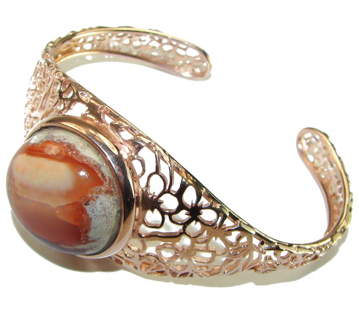 Arizona Sunset Mexican Opal handmade 14K Rose Gold over .925 Sterling Silver Bracelet / Cuff - photo 1