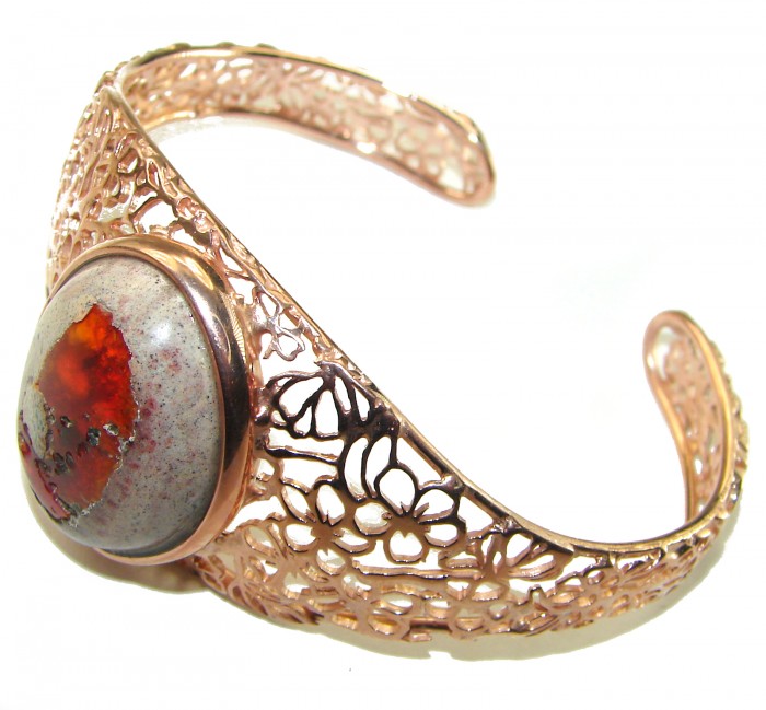 Dolce Vita Authentic 28.5 carat Mexican Opal handmade 14K Rose Gold over .925 Sterling Silver Bracelet / Cuff - photo 1