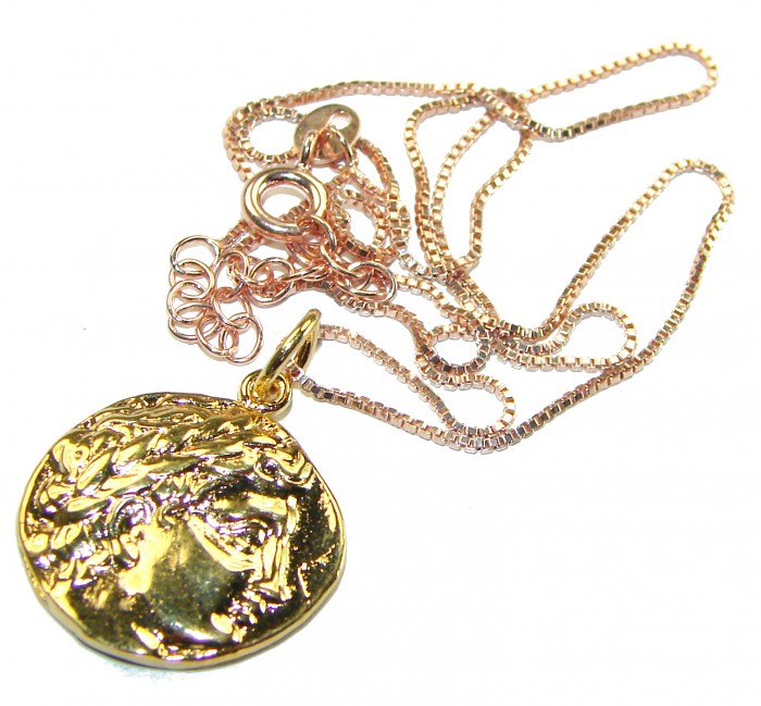 Ave Caesar - Vintage Style Coin .925 Sterling silver and plated with 14K Gold handcrafted necklace - photo 2