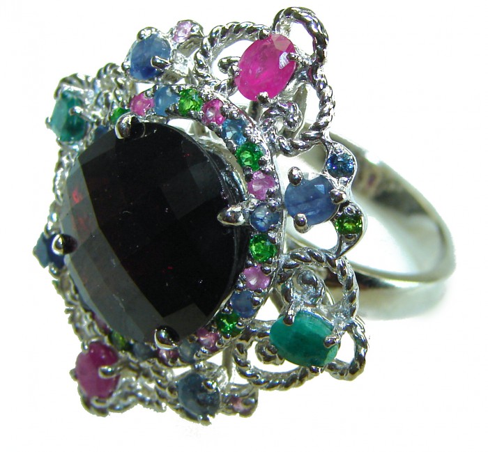 Celtic Spirit authentic 22.5 carat Garnet .925 Sterling Silver handcrafted Statement Ring size 7 1/2 - photo 1