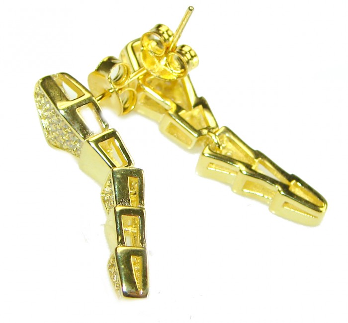 The Egyptian Cobra White Sapphire 18K Gold over .925 Sterling Silver handcrafted Earrings - photo 1