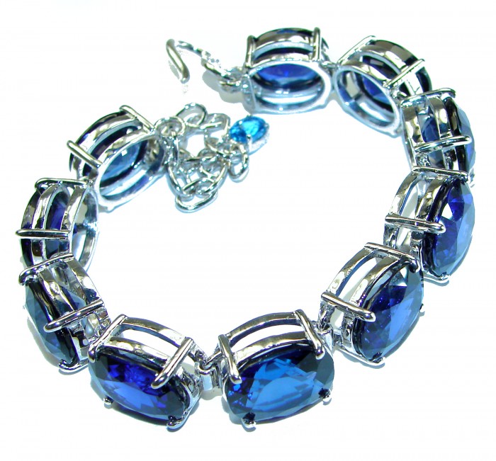 105.5 carat London Blue Topaz .925 Sterling Silver handcrafted Bracelet - photo 2