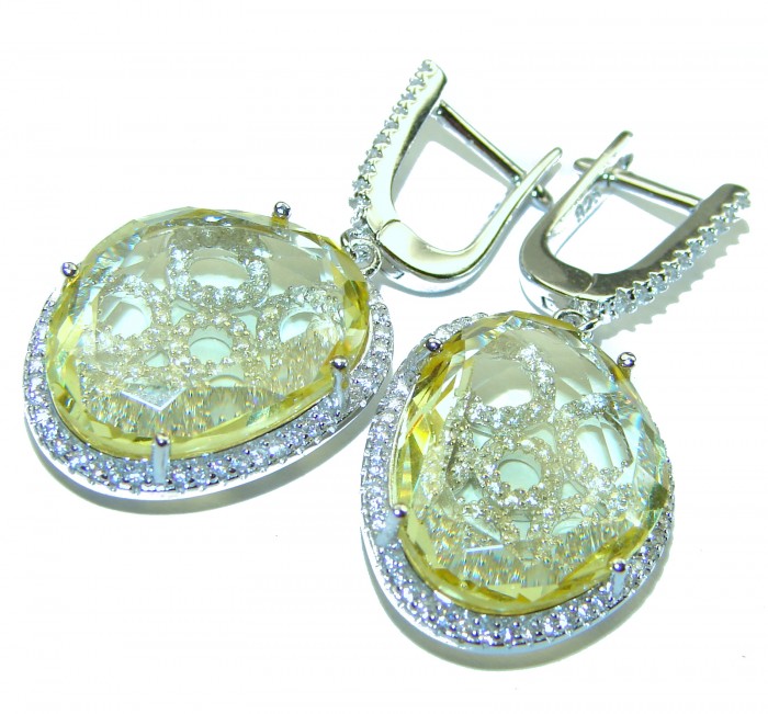 Splendid 14.5 carat Citrine .925 Sterling Silver Handcrafted Earrings - photo 2