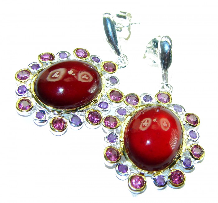 Happy moments Authentic 10.5ct Garnet .925 Sterling Silver handmade earrings - photo 2