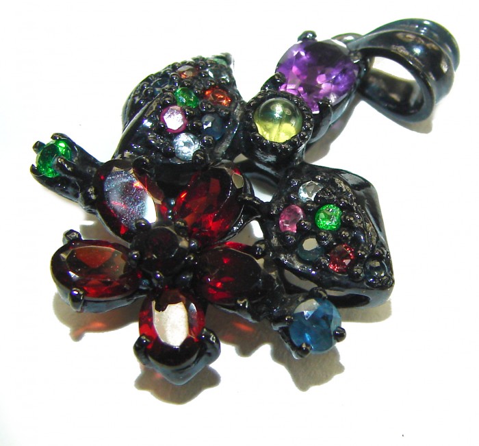 Carmen authentic 6.5 carat Garnet black rhodium over .925 Sterling Silver handcrafted pendant - photo 2
