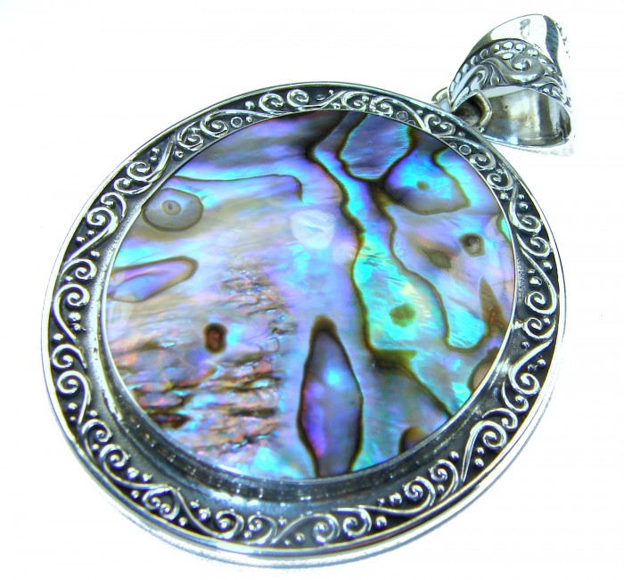 Gift of the Sea Natural Rainbow Abalone .925 Sterling Silver handmade Pendant - photo 3