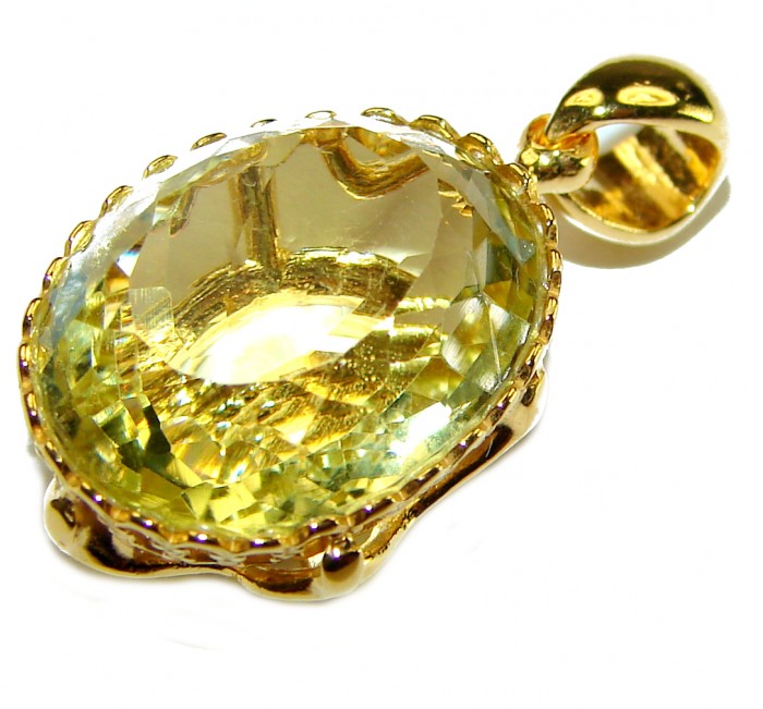 10.3 carat Lemon Quartz 14K Gold over .925 Sterling Silver handcrafted pendant - photo 2