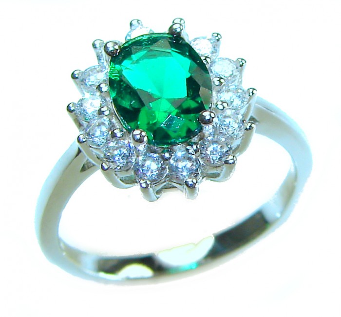 Luxurious 2.8 carat Chrome Diopside .925 Sterling Silver handmade ring s. 6 1/4 - photo 2