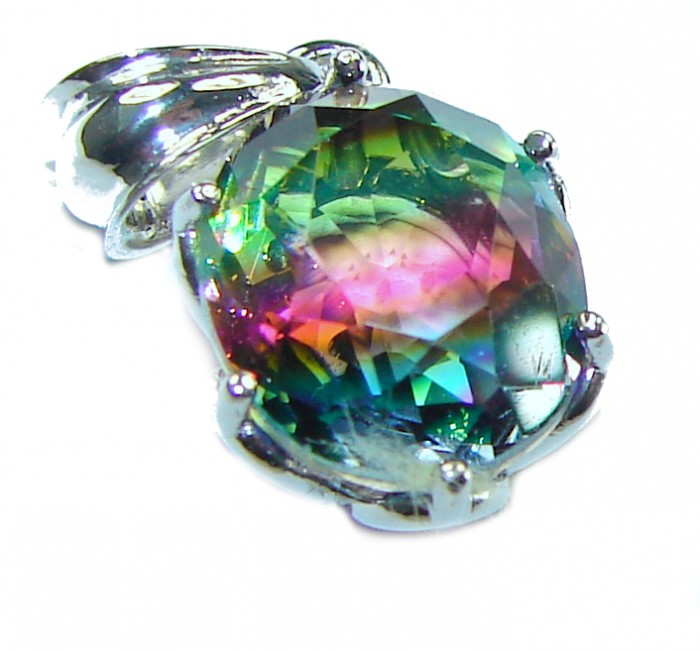 6.8 carat oval cut Brazilian Tourmaline .925 Sterling Silver Perfectly handcrafted pendant - photo 4